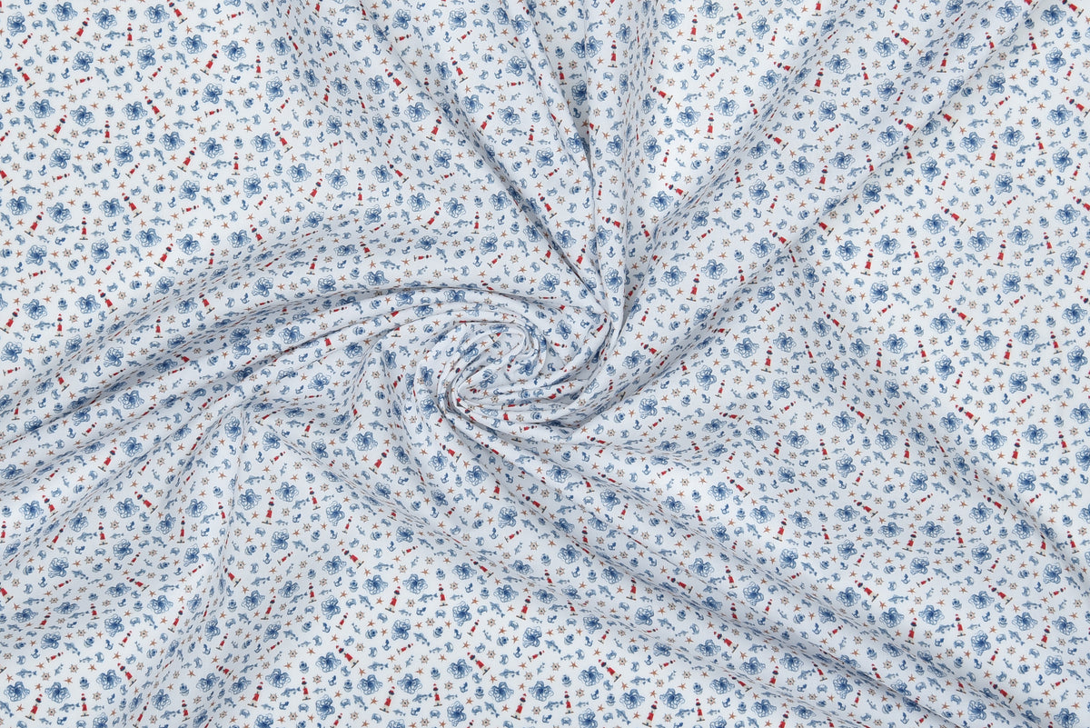 Getzner Navy & Red Print on White Shirt - 5