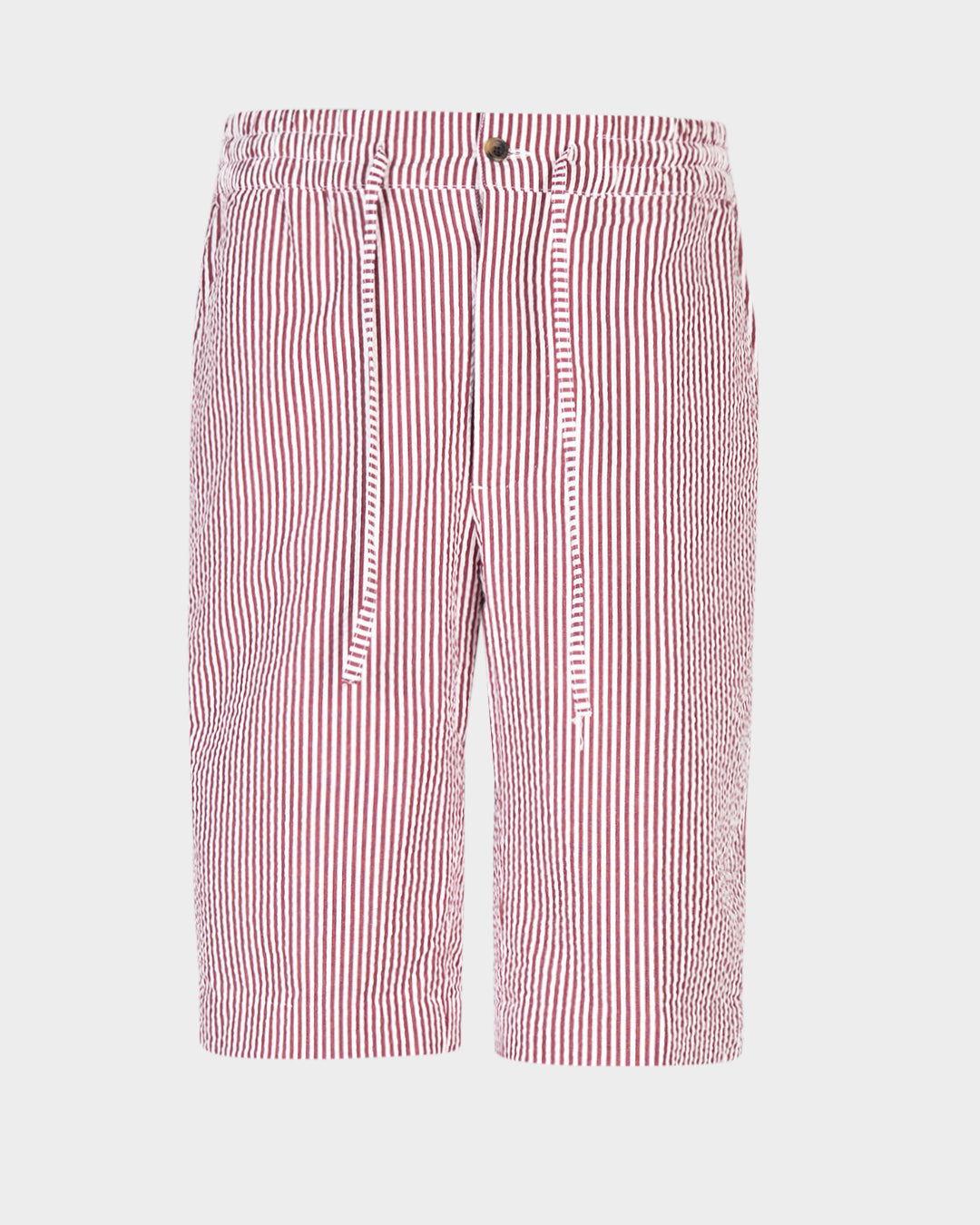 Rose Red White Bengal Stripes Seersucker Shorts - 6