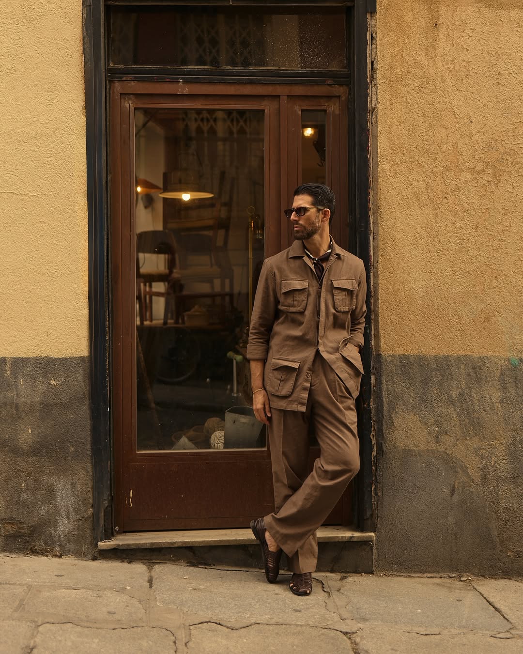 Linen Fresco Brown Shirt Jacket - 3
