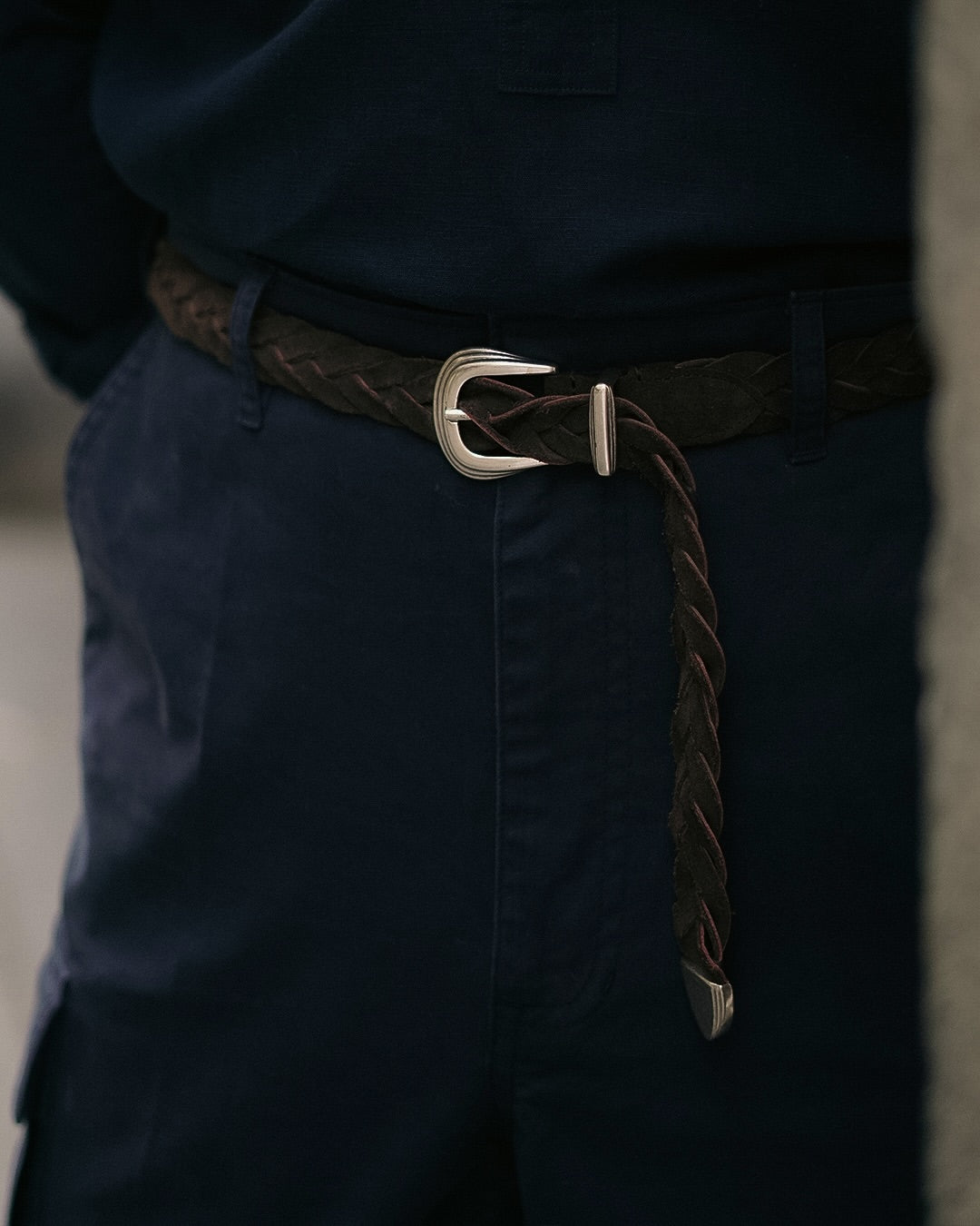 Navy Cotton Twill High Rise Cargo Pant - 3