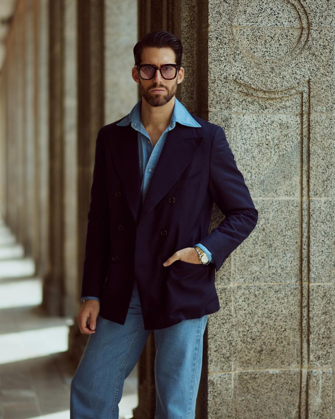 Fade Washed Indigo Denim Chambray Shirt - 9