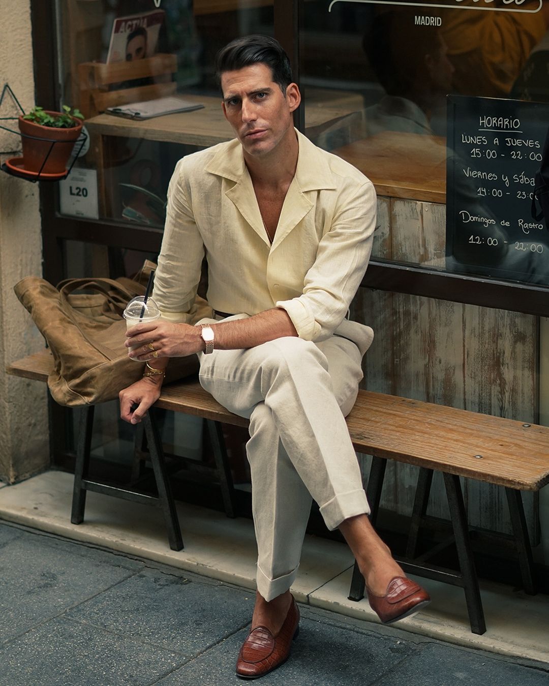 Summer Camp Collar Shirt in Yellow Linen - 4
