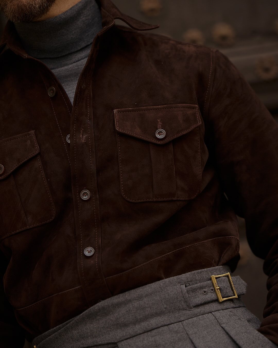 Gurkha Pant in Dugdale Dark Grey Wool Flannel - 10