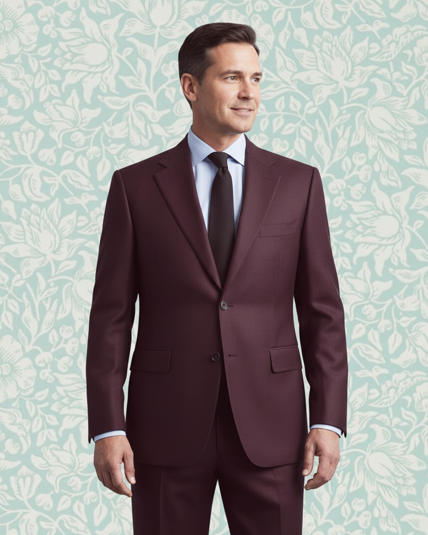 Dugdale Maroon Wool Flannel Suit - 1