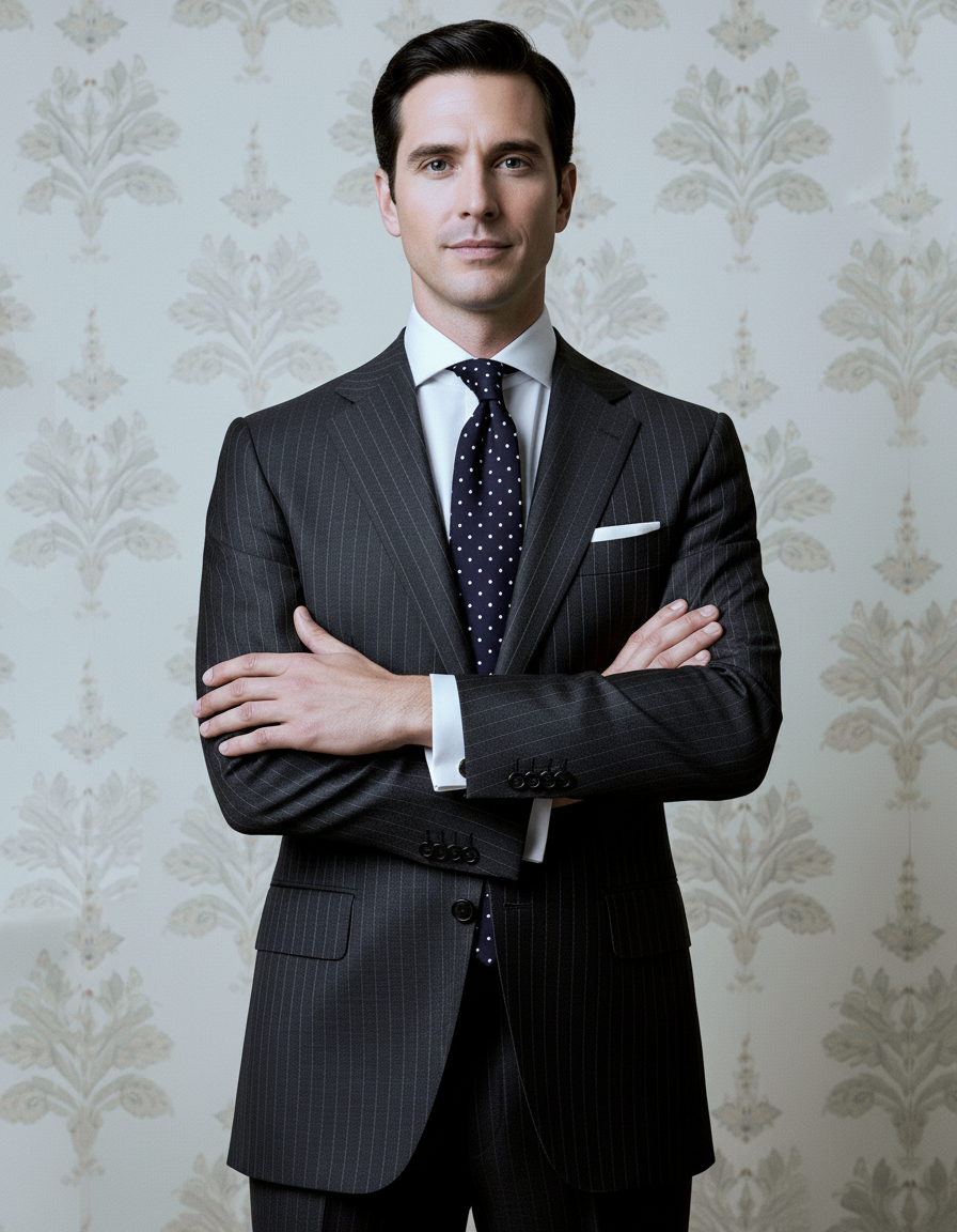 Dark Grey Wool Pinstripes Suit - 2