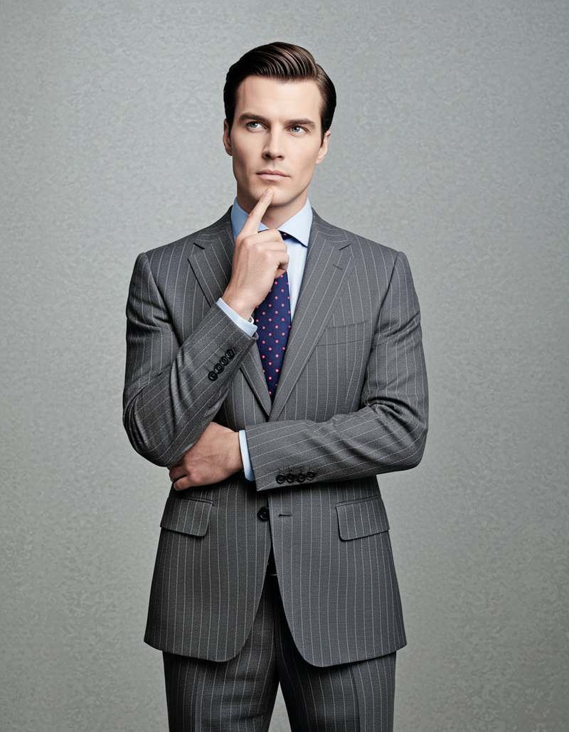 Grey Wool Pinstripes Suit