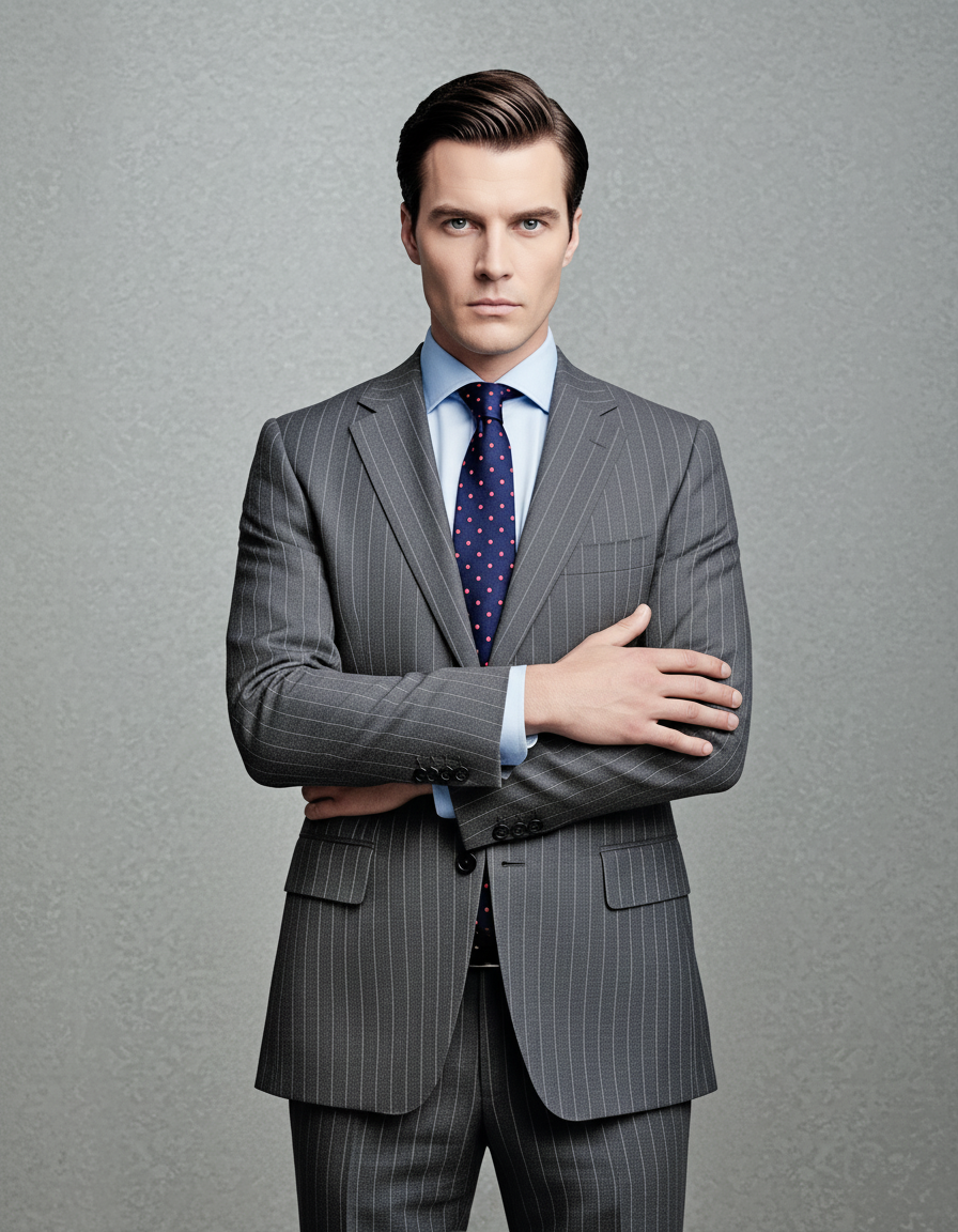 Grey Wool Pinstripes Suit