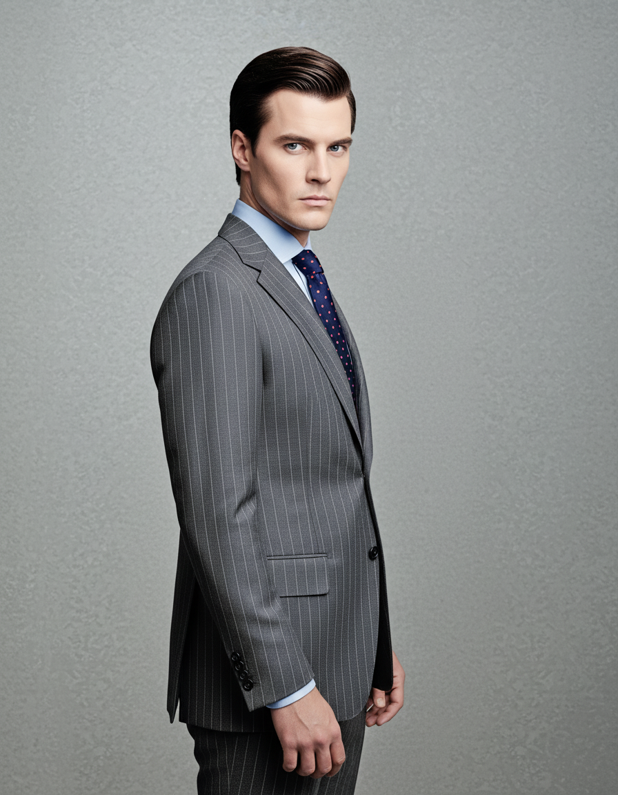 Grey Wool Pinstripes Suit