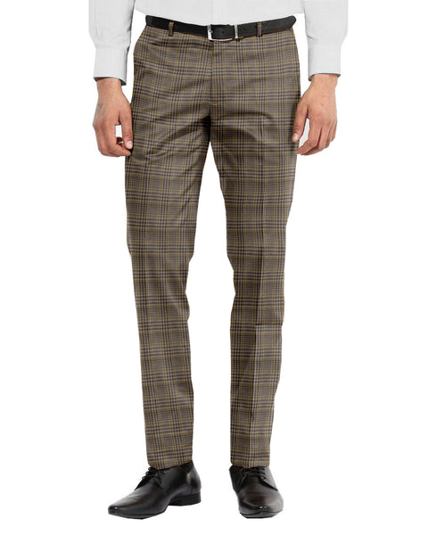 Dugdale Beige Brown Check With Gold Overcheck