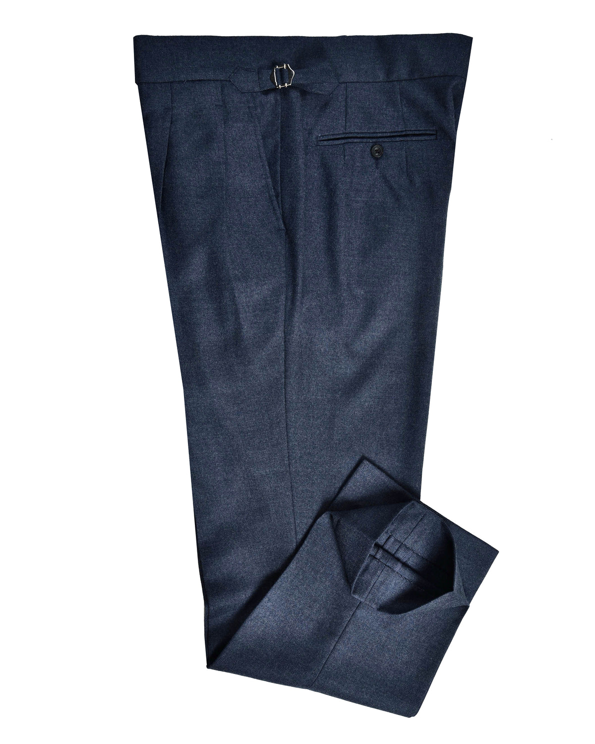 Dugdale Navy Blue Wool Flannel Dress Pant - 2