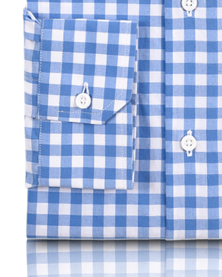 Blue on White Broad Gingham Checks Shirt - 8