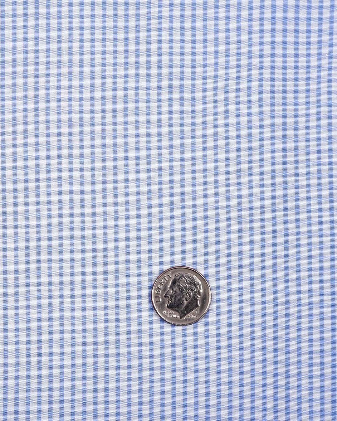 Light Blue White Gingham Shirt - 5
