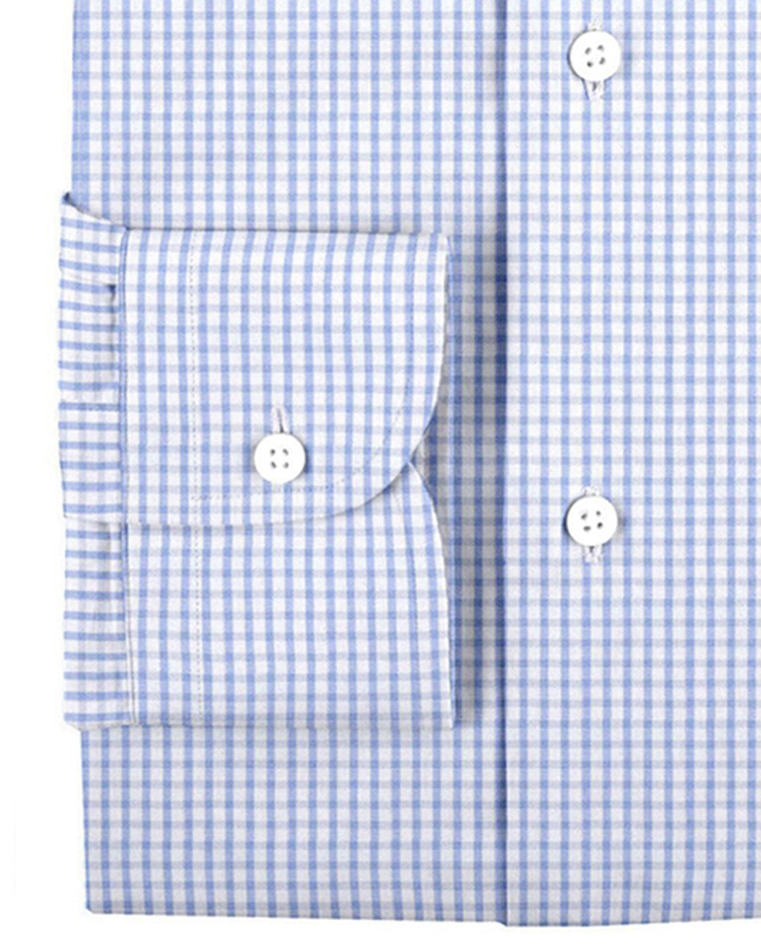 Light Blue White Gingham Shirt - 4