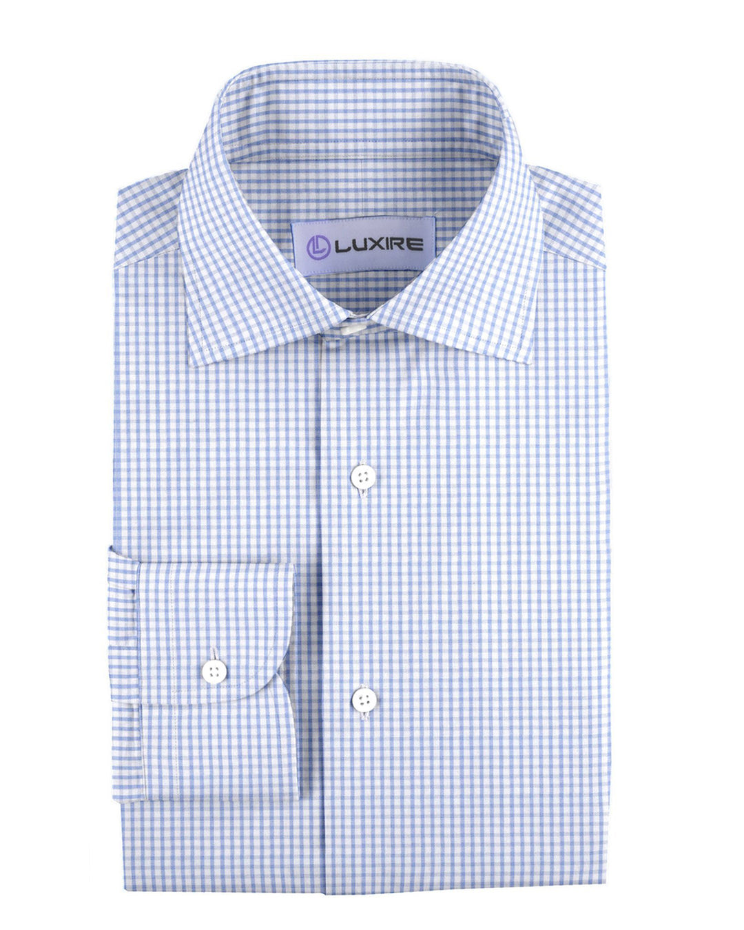 Light Blue White Gingham Shirt - 2