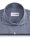 Dark Denim Blue Small Gingham on White Shirt