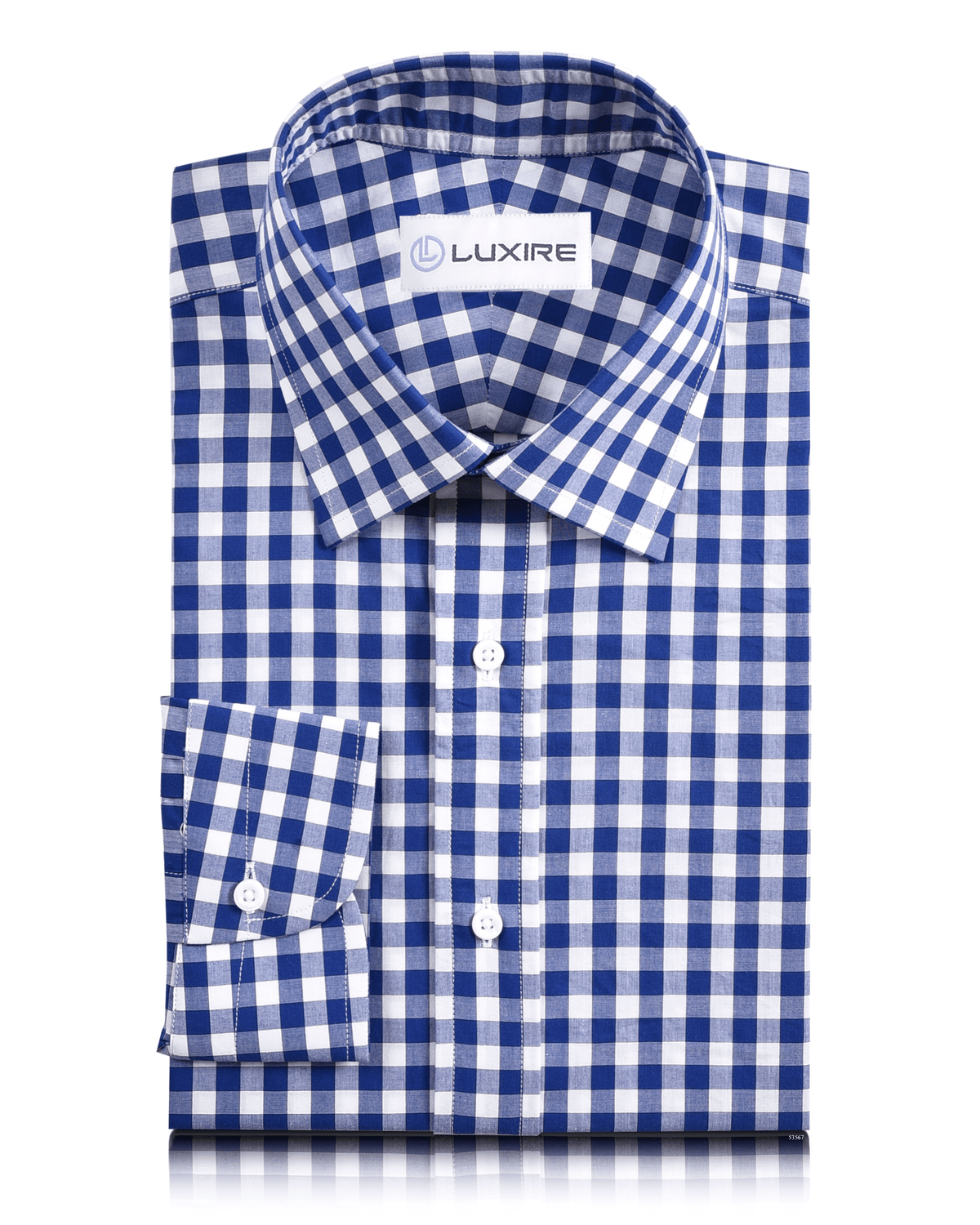Estate Blue Gingham Checks On White Shirt - 1