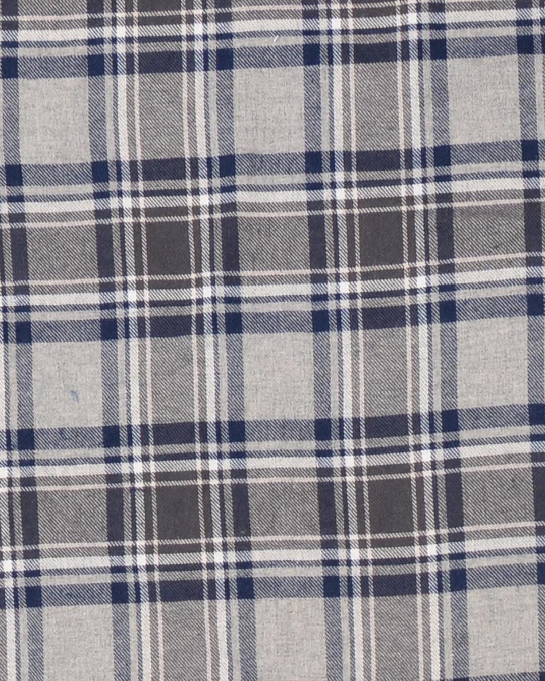 Dark Gull Grey Navy Plaid Flannel Shirt - 11
