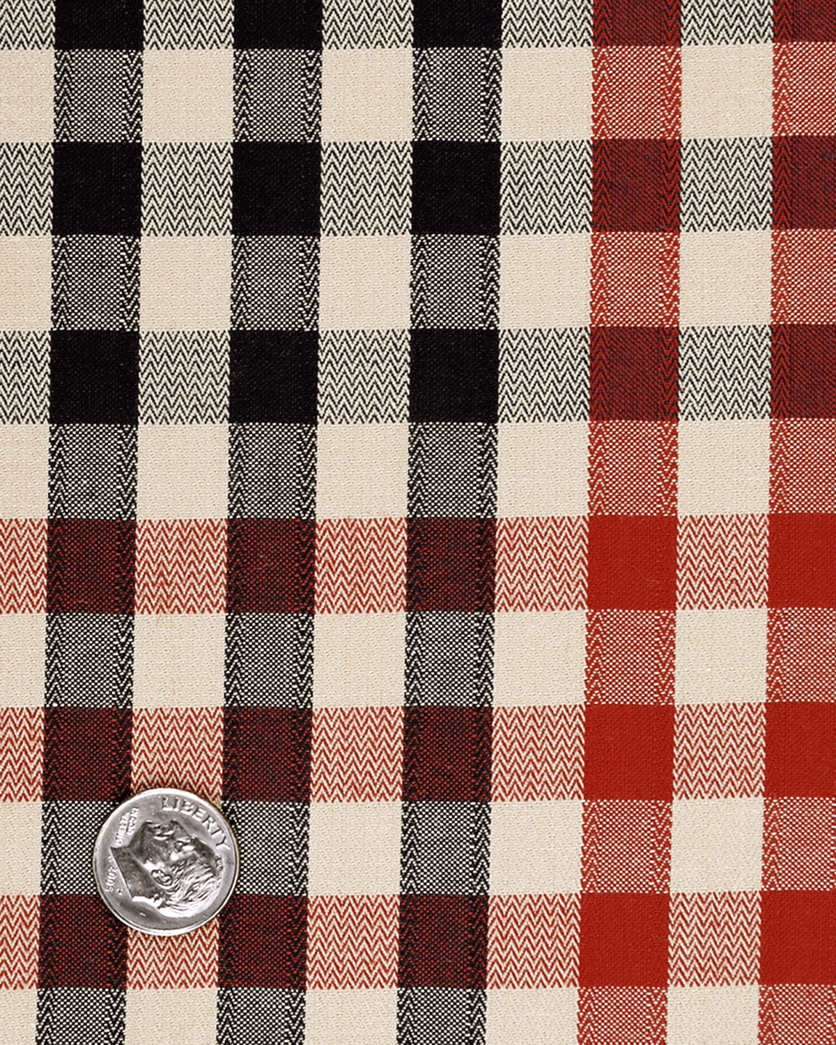 Checks: Red Navy Macro Gingham Herringbone Shirt - 5