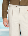 Linen Cotton Canvas: Jute Brown Shorts