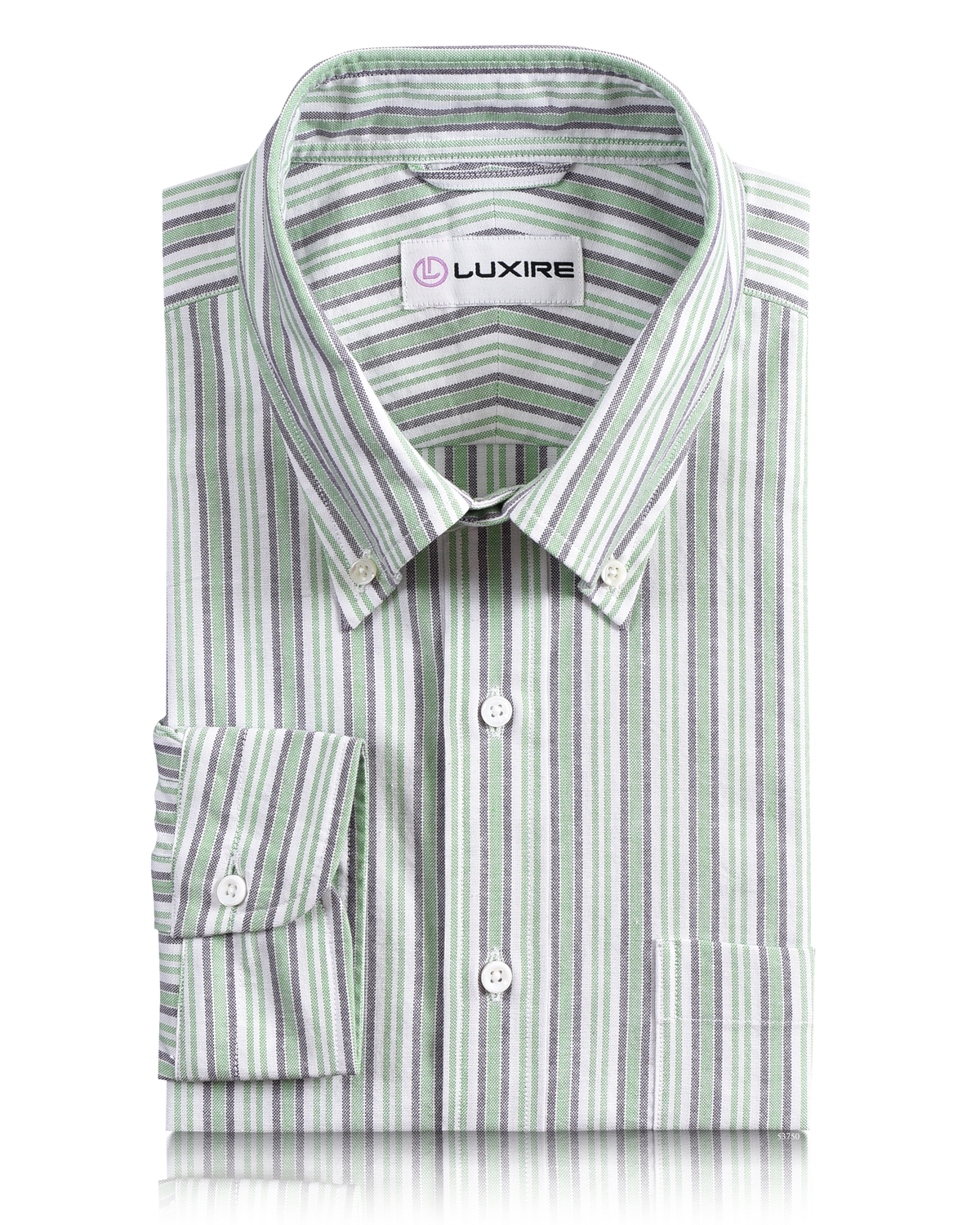 Oxford: Shades of Green Mauve Stripes Shirt - 1