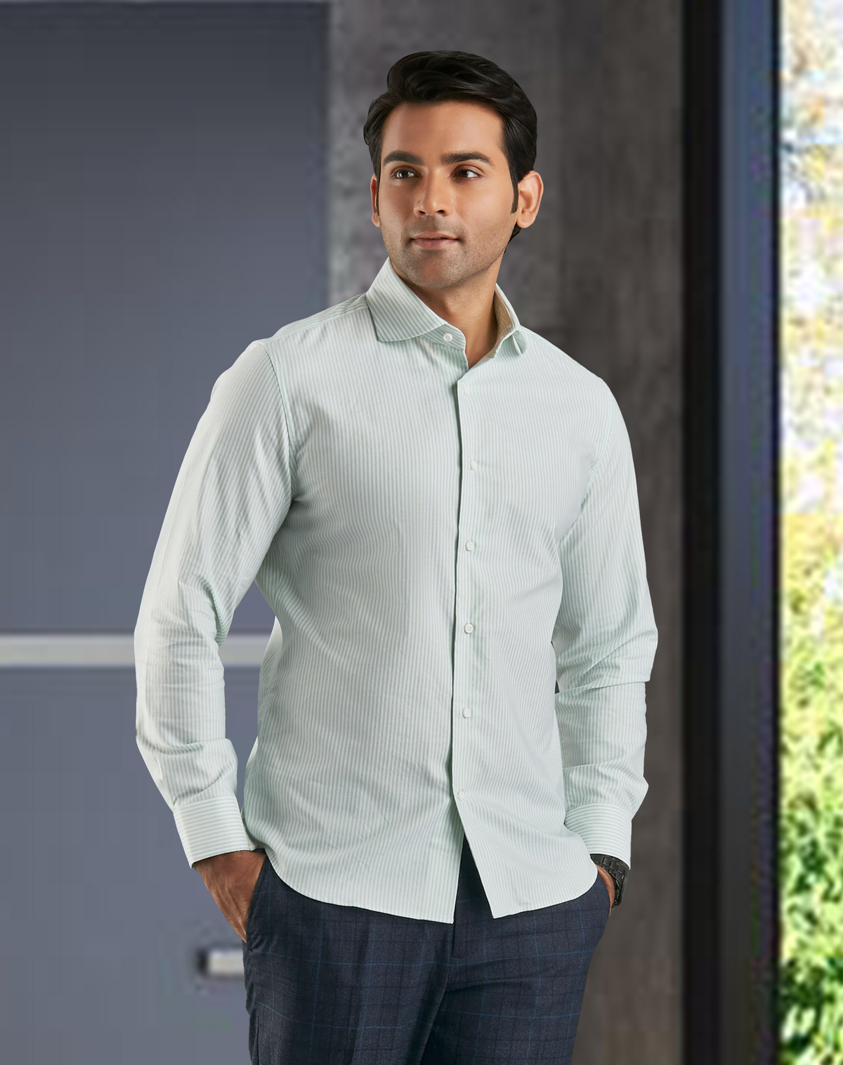 Classic Oxford: Light Green University Stripes Shirt - 2