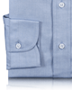 Cuff of the custom oxford shirt for men by Luxire in sky blue pinpoint