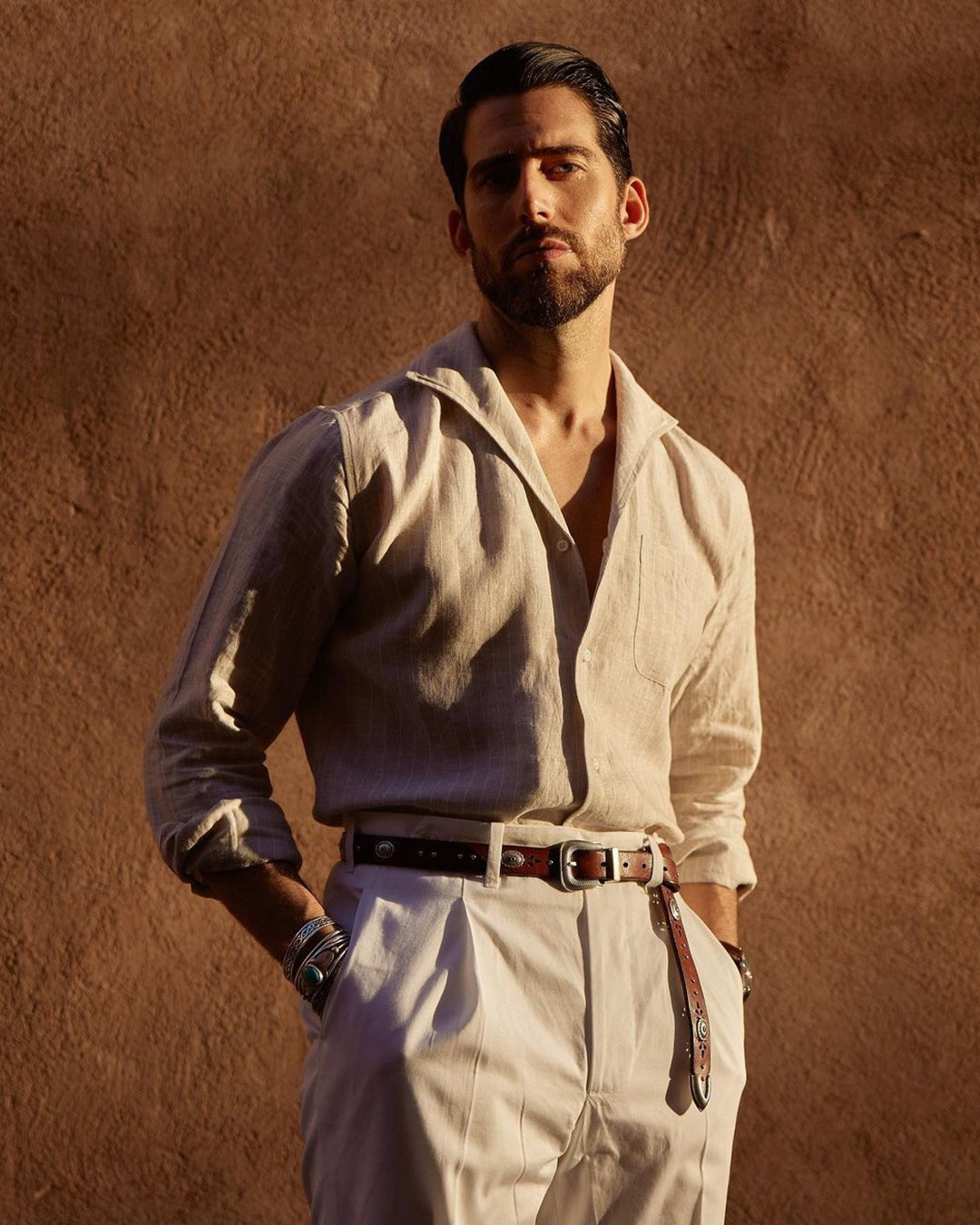 Pleated White Twill Pant - 4