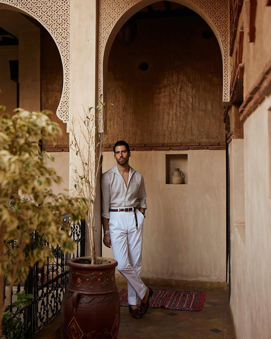 Pleated White Twill Pant - 5
