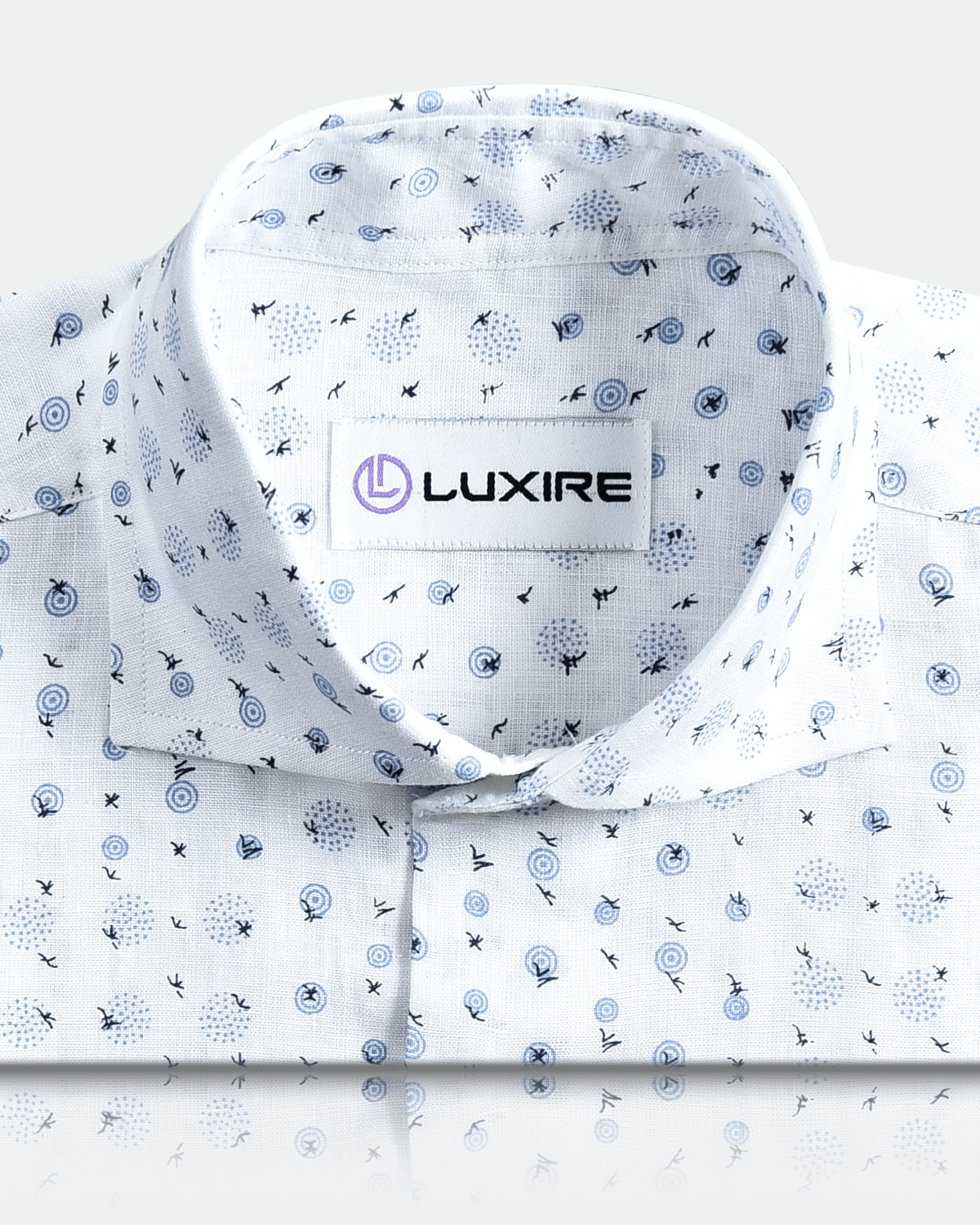 Linen: Blue Printed Birds On White - 2