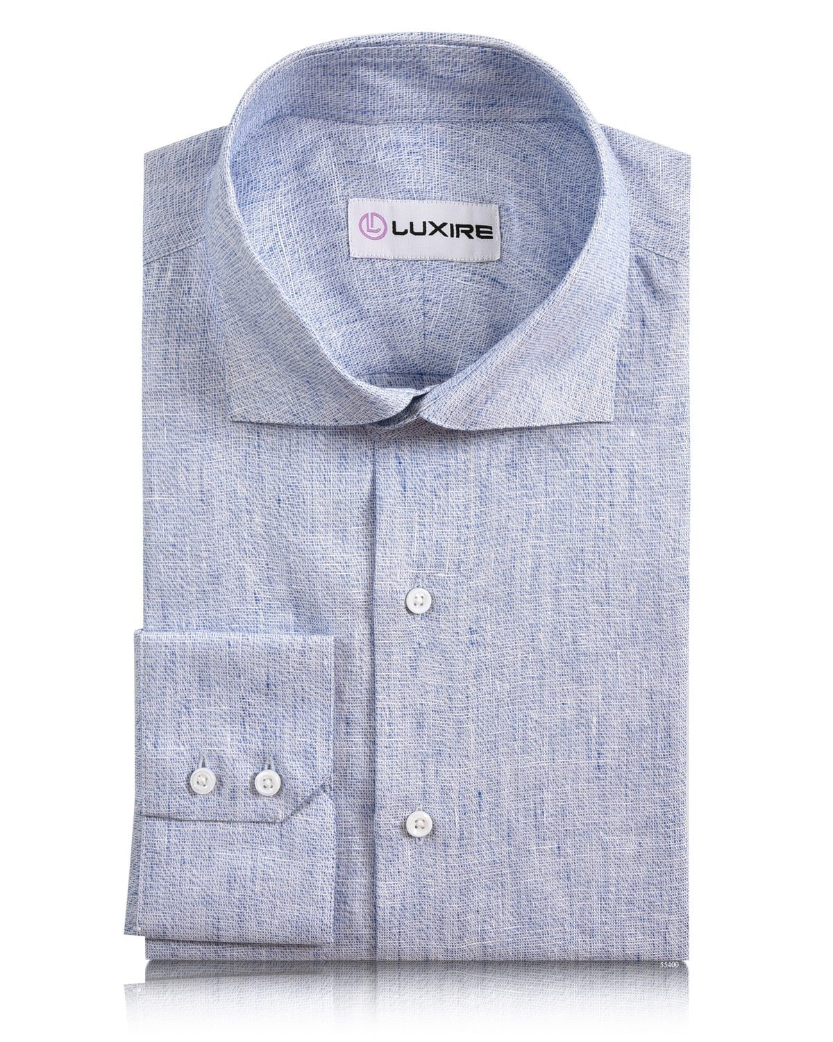 Linen: Lustrous Blue White Chambray Shirt - 1