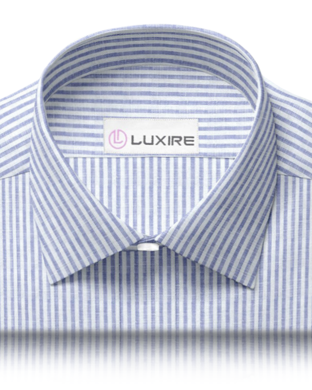 Linen:Blue White Dress Stripes Shirt - 2