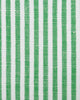 Close up of the custom linen shirt for men in green and white candy stripes by Luxire Clothing