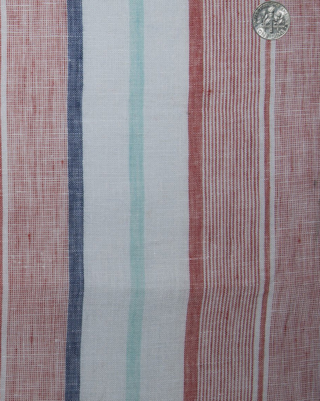 Linen: Blue Green Red Madras Stripes - 4