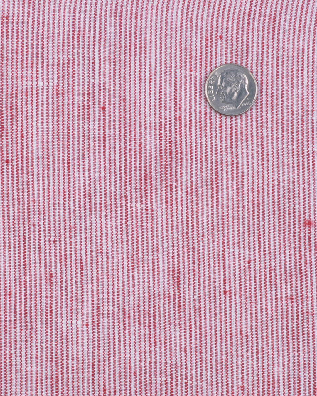 Linen: Red White Slub Chambray - 4