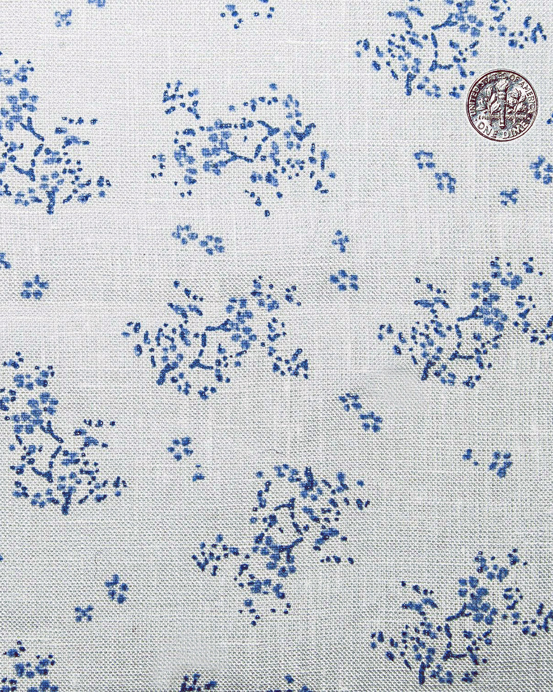 Linen: Pale Blue Printed shrubs On White - 5