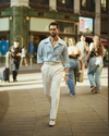 Summer Camp Collar Shirt in Sky Blue Linen
