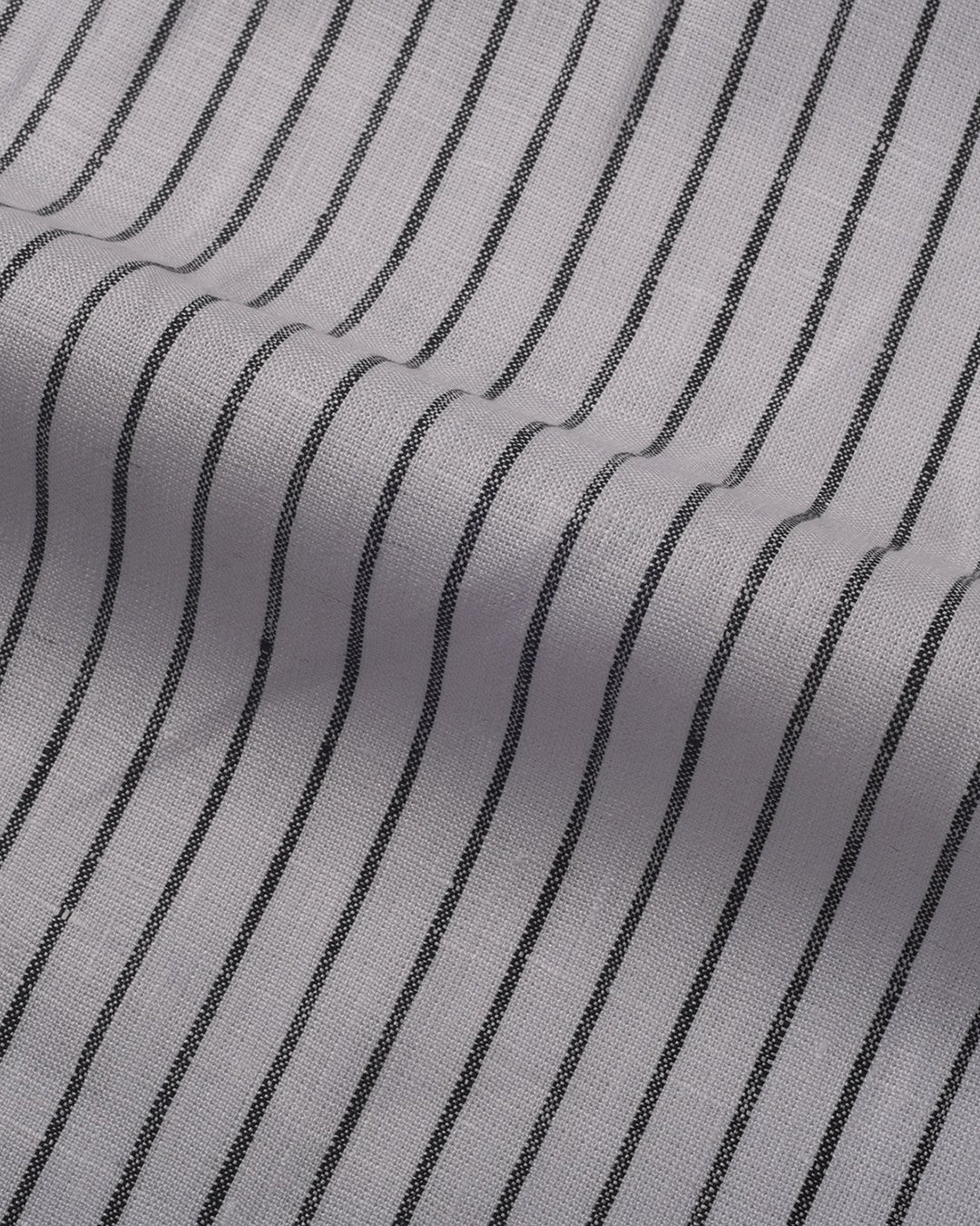 White Black Pin Stripes Linen - 5