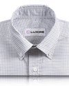 Blue Black Tattersall Checks on White Shirt