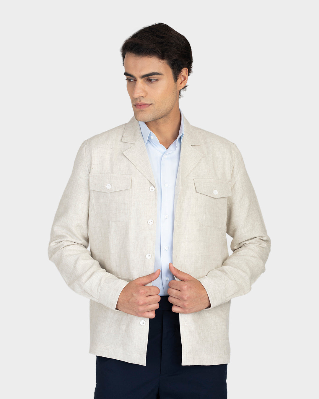 100% Linen Suiting Muslin Shirt Jacket - 3