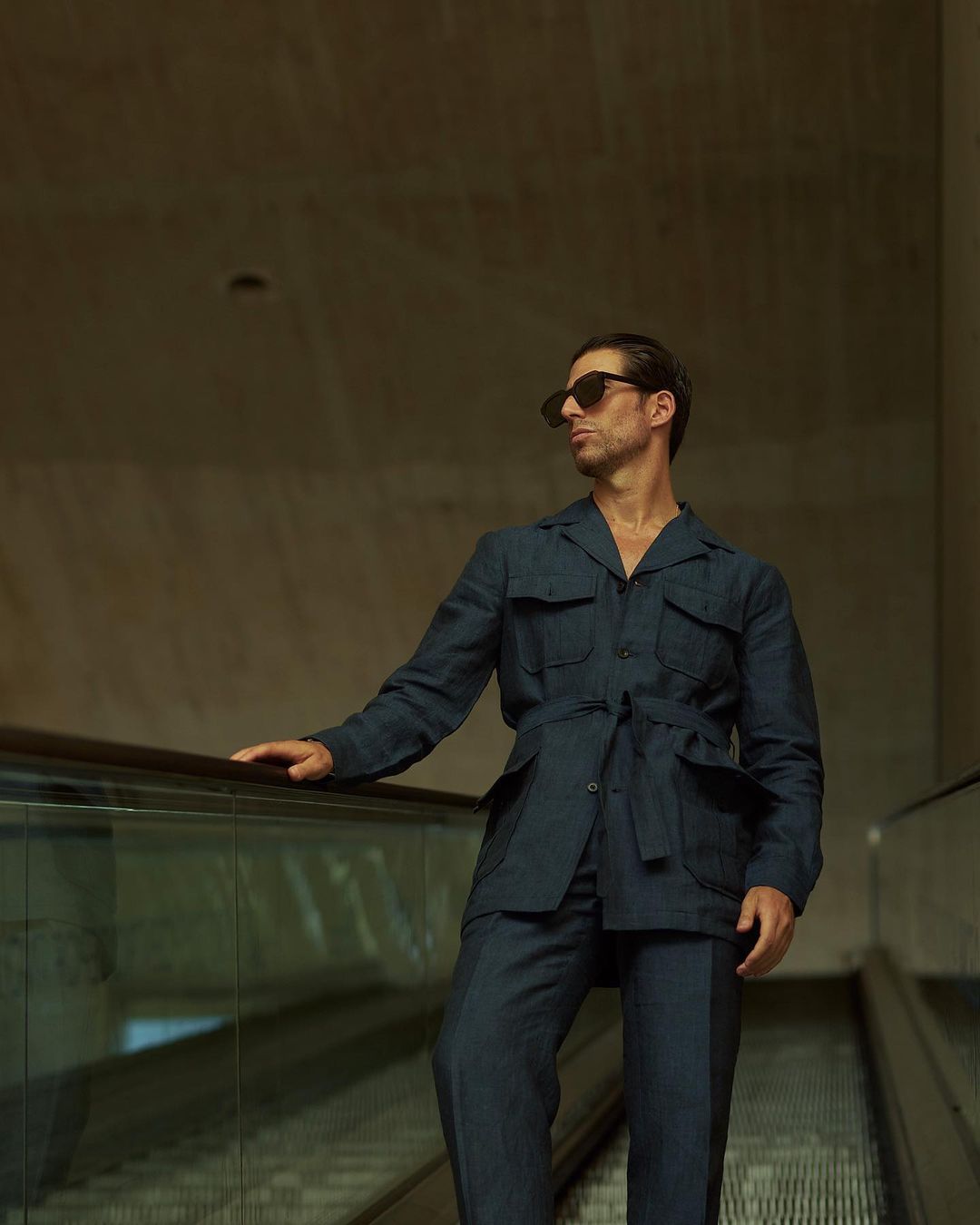 Safari Jacket in Linen Dark Indigo - 7