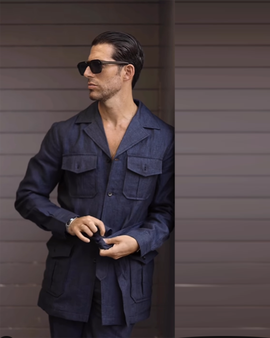 Safari Jacket in Linen Dark Indigo - 8