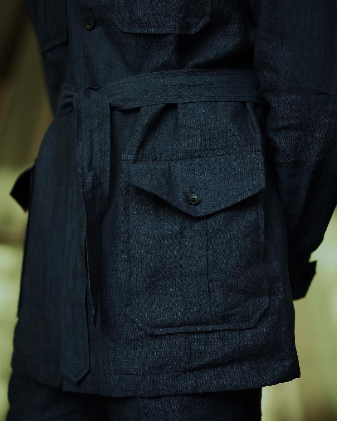 Safari Jacket in Linen Dark Indigo - 9