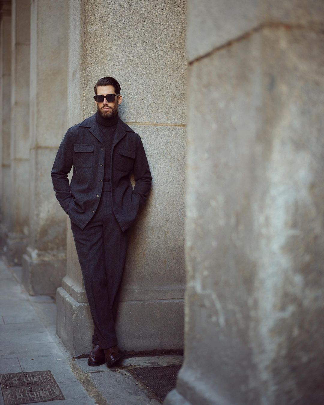 Shirt Jacket in Charcoal Grey Wool - 4
