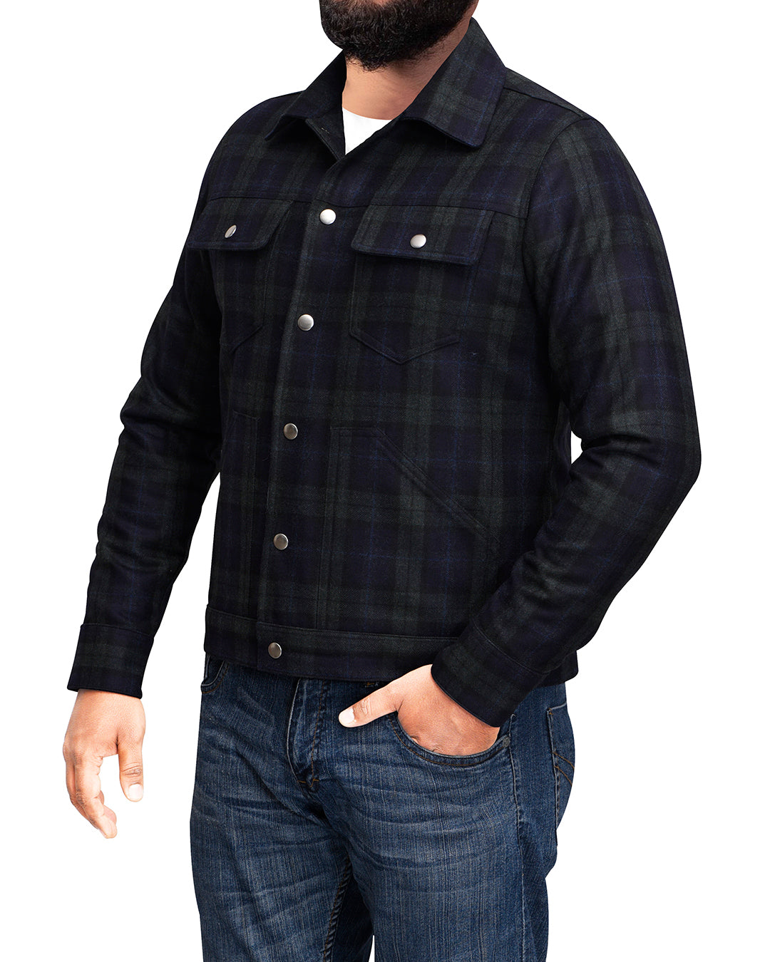 VBC Wool: Black Watch Tartan Checks Jacket - 3
