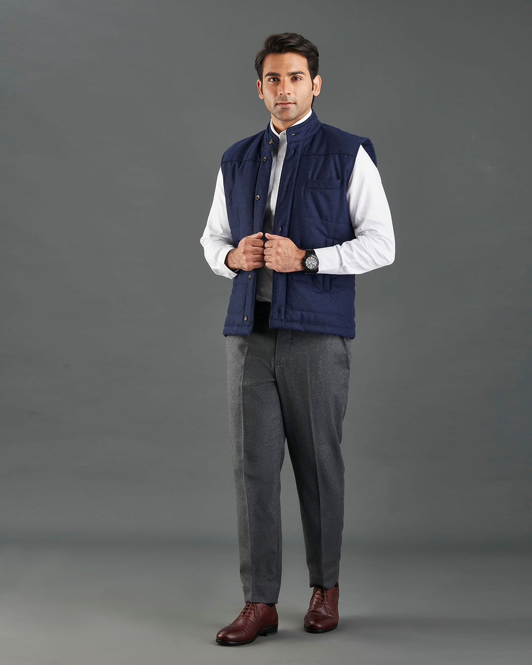 VBC Navy Flannel Quilted Gilet / Vest - 2