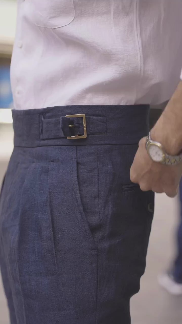 Gurkha Pants in Linen Dark Indigo