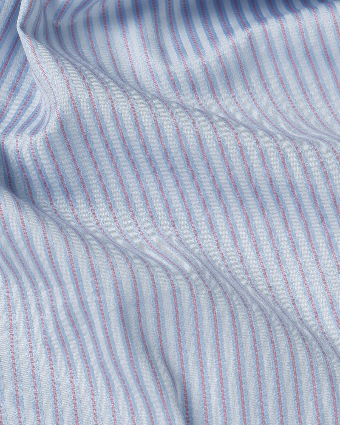 Pink Blue Satin Stripes on Pale Blue Shirt - 5
