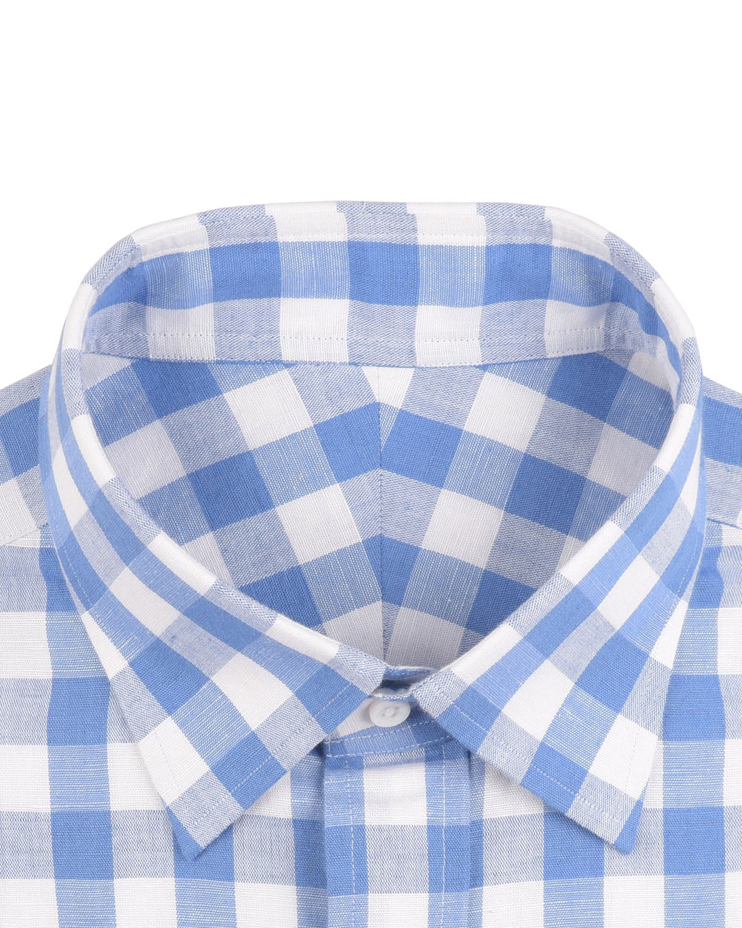 Linen Cotton: Blue Macro Gingham Checks - 2