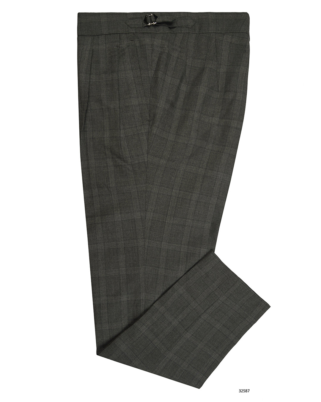 Loro Piana: Dark Grey Tartan Checks - 1
