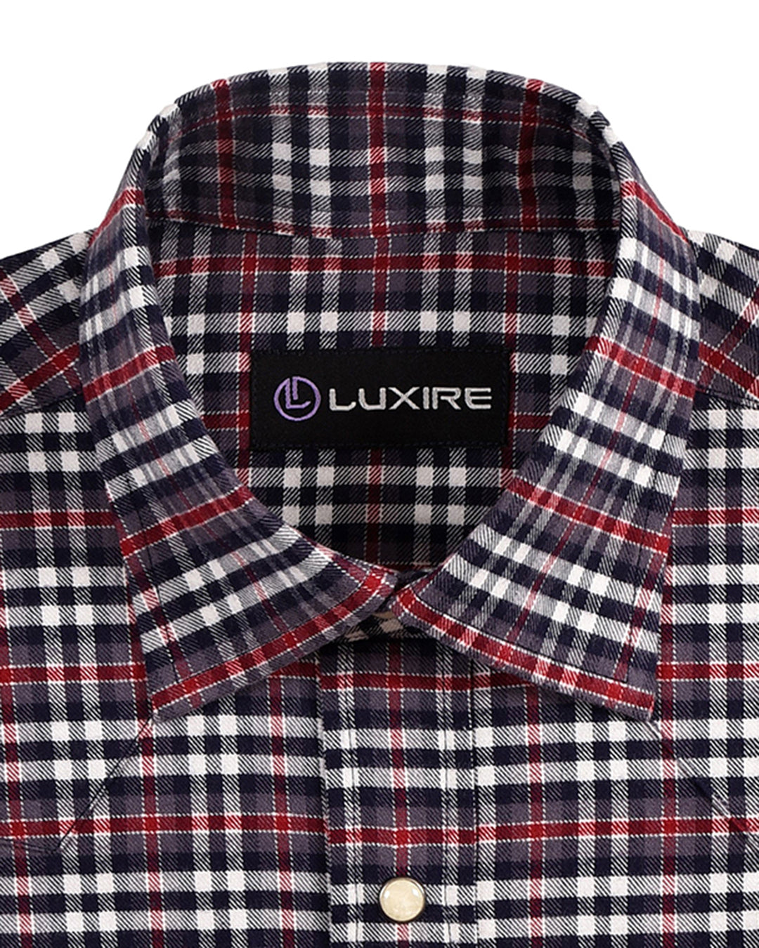 Red Navy Checks Flannel Shirt - 2